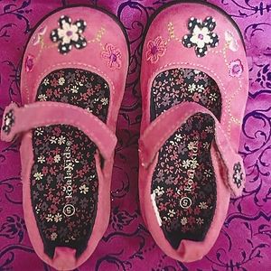 Koalakids by Toys'R'Us Pink Suede Mary-Jane's w/Embroidered Flowers